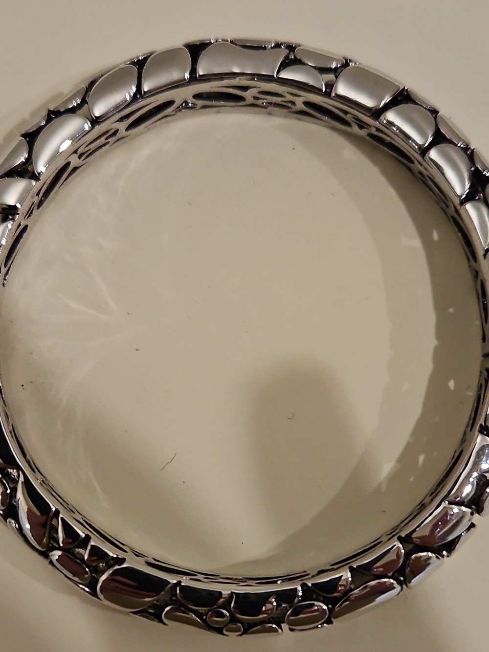 Silver Textured Bangle Bracelet